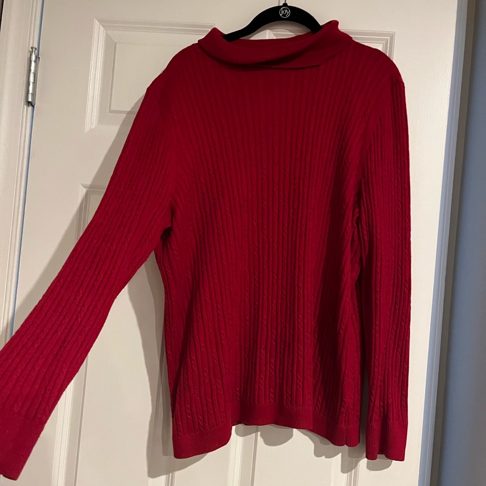 Red Cable Knit Turtleneck Plus Size